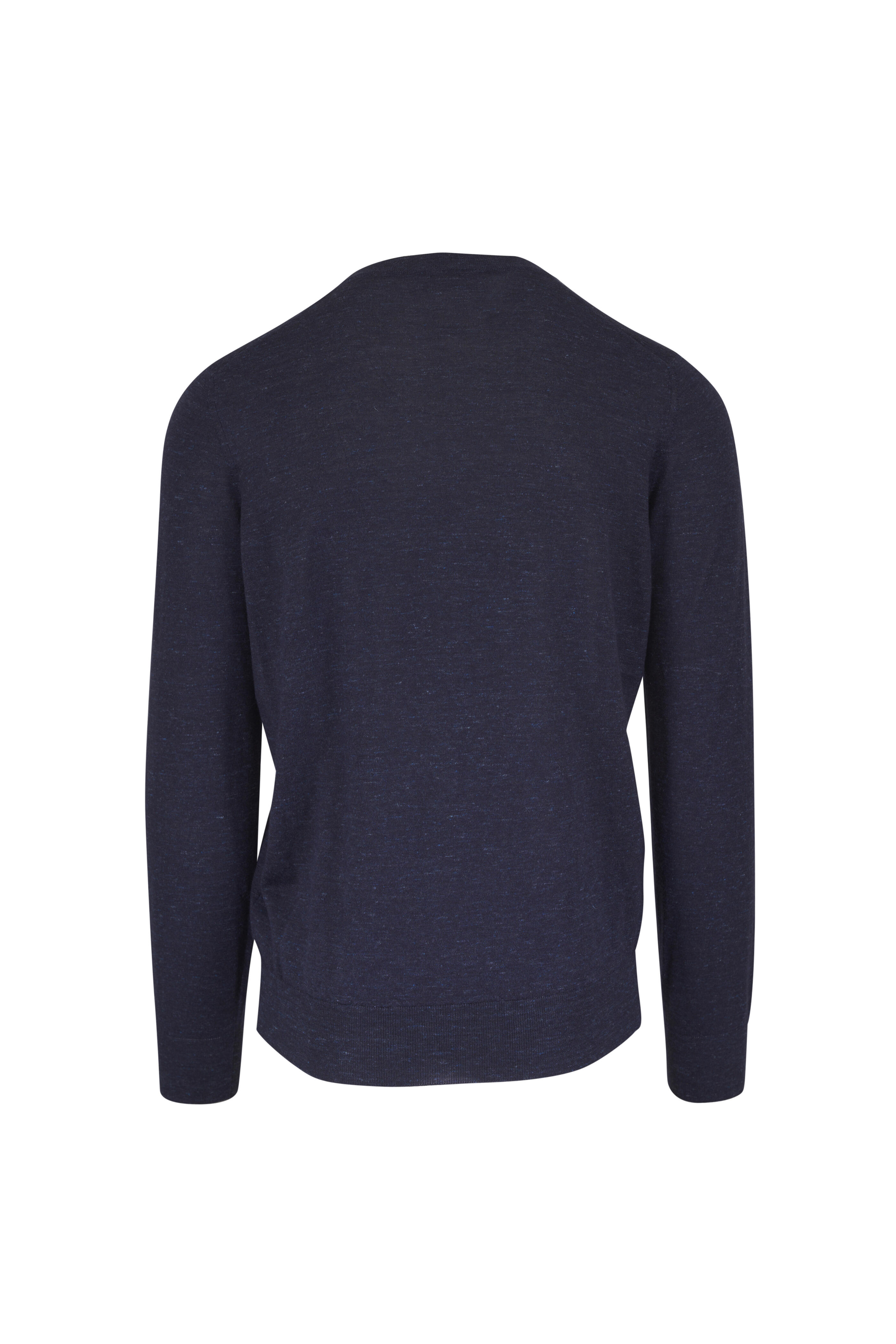 Brunello Cucinelli - Blue Cashmere, Silk & Linen Crewneck Sweater - view 2