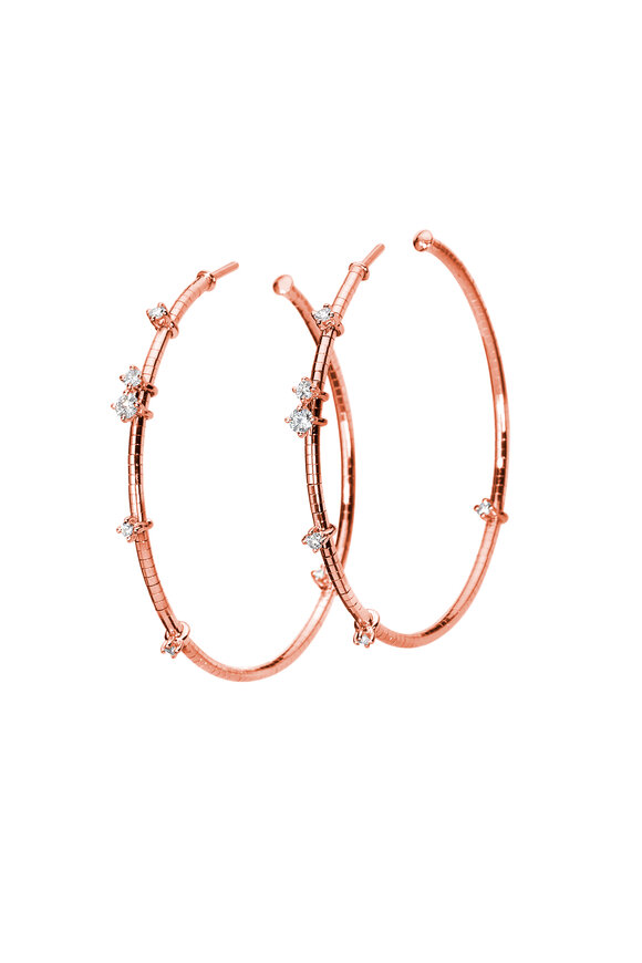 Mattia Cielo Rugiada Diamond Rose Gold Hoops