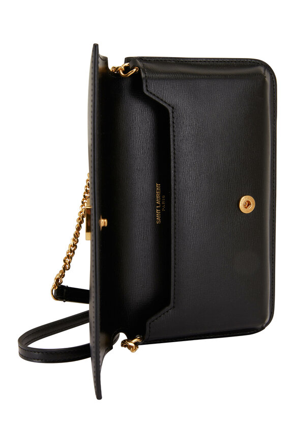 Saint Laurent - Cassandre Black Smooth Leather Phone Holder