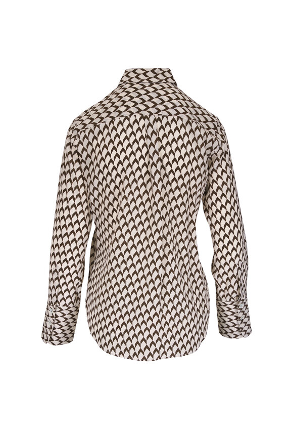 Odeeh Brown Chevron Silk Blouse - view 4