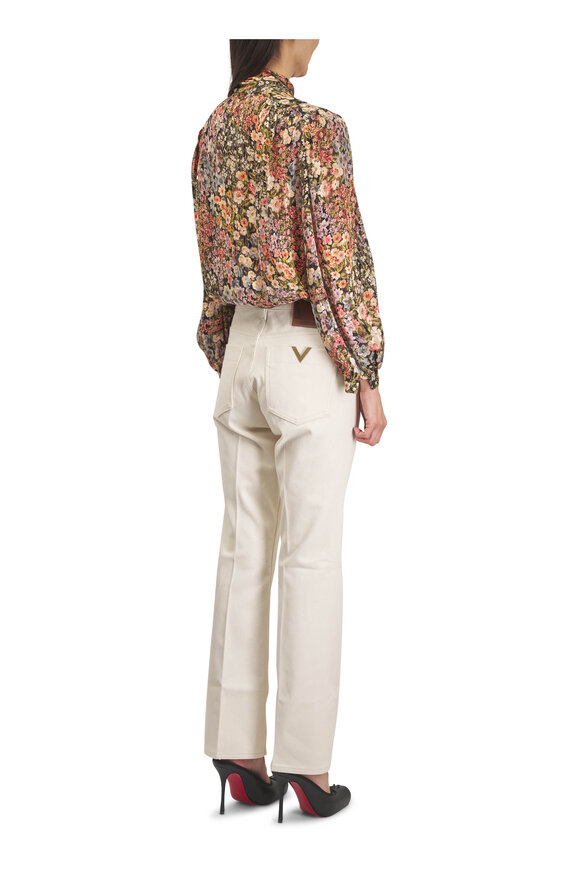 Valentino Multicolor Floral Print Silk Blouse - view 4
