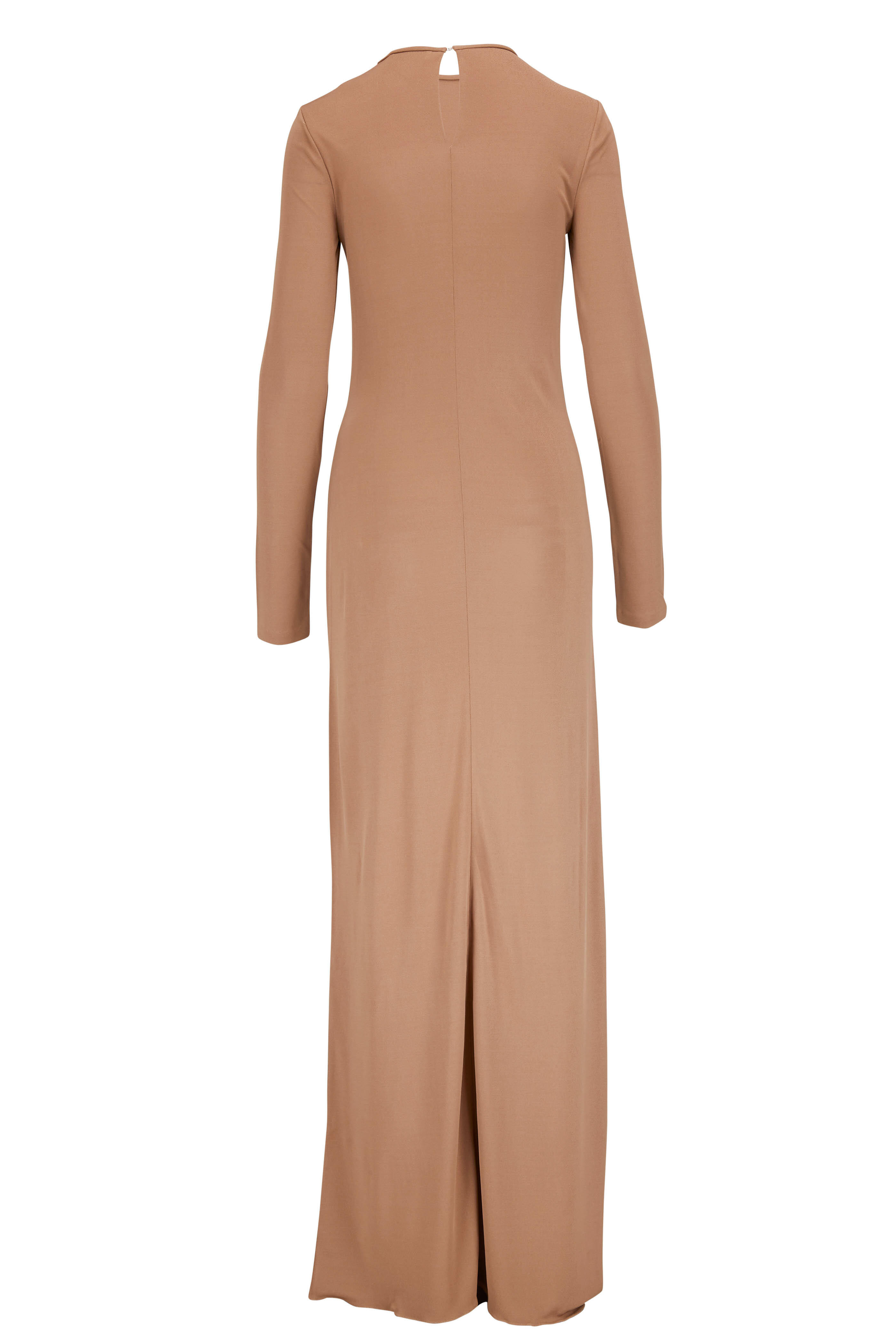 Saint Laurent - Natural Beige Long Sleeve Side Knot Gown