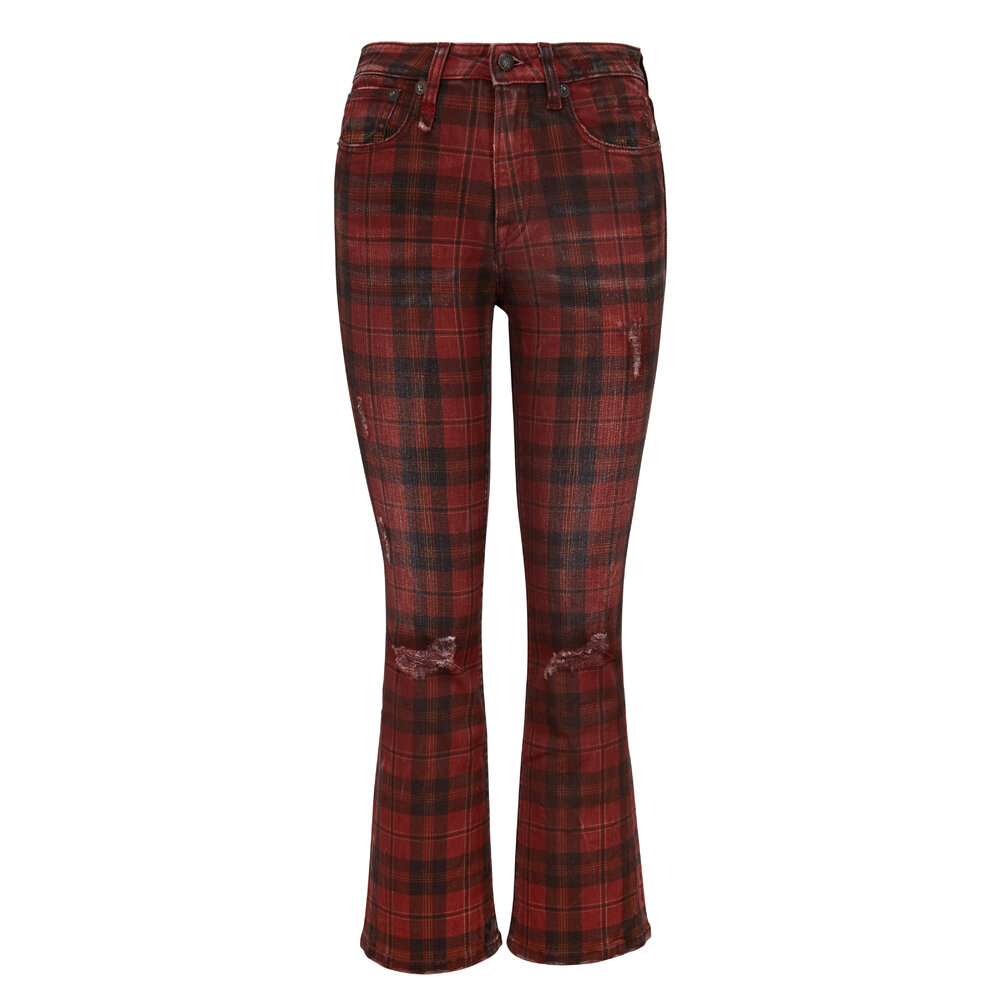 R13 Red Plaid Kick Fit Distressed Jean Mitchell Stores
