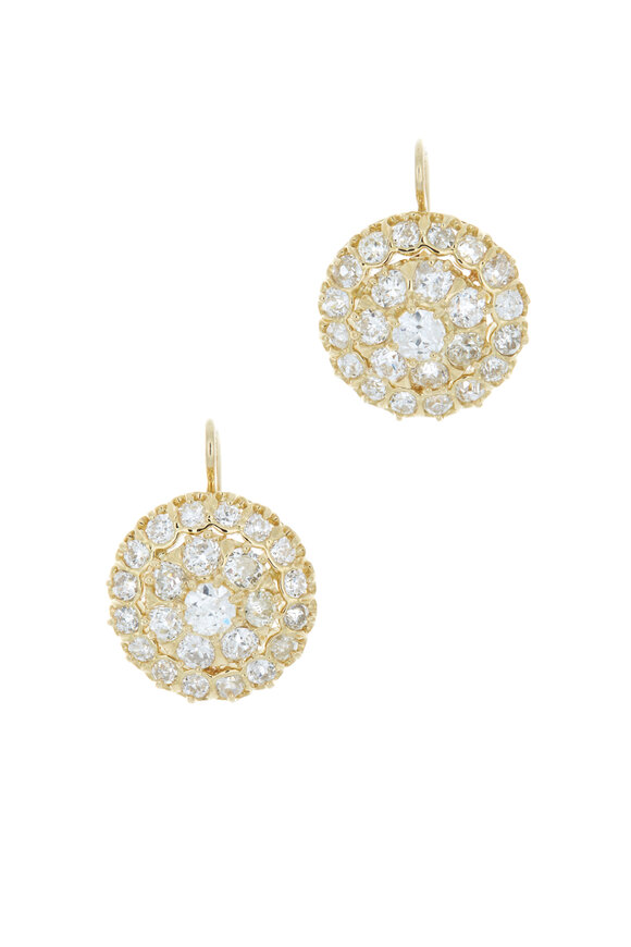 Fred Leighton - Yellow Gold Diamond Cluster Earrings