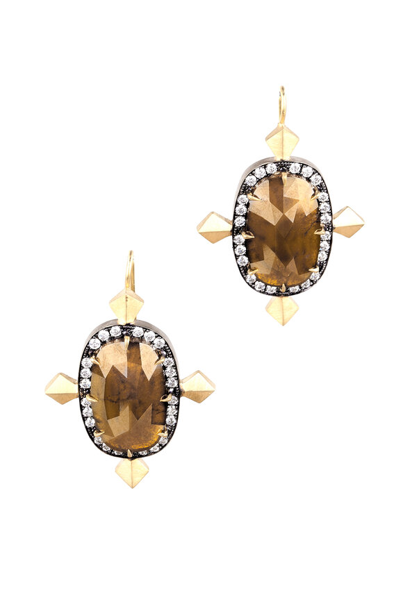 Sylva & Cie - 18K Gold Rough Diamond Drop Earrings