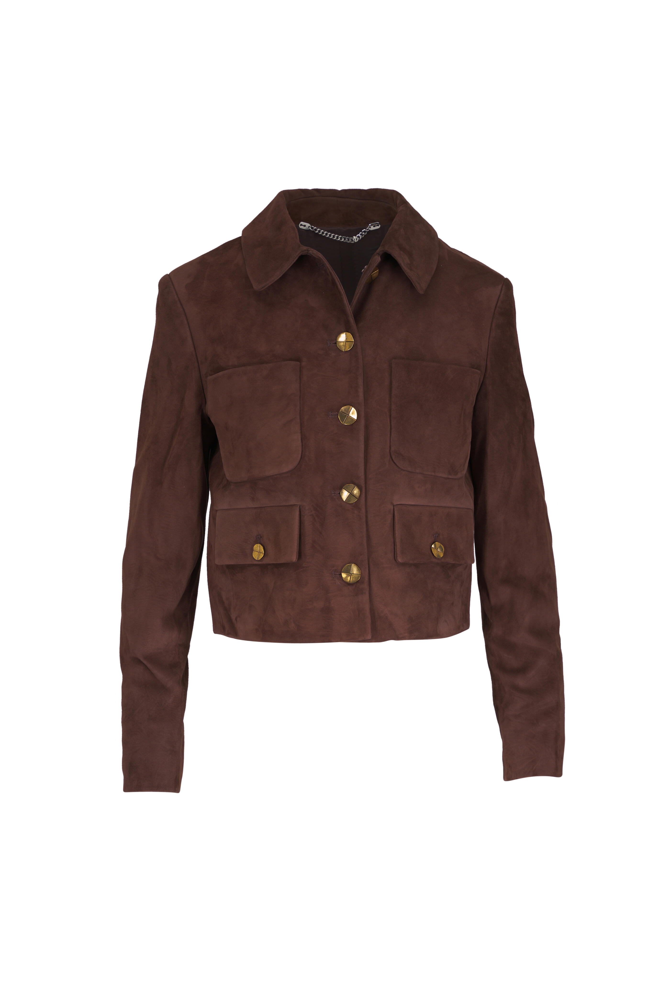 Altuzarra - Astley Dark Brown Cropped Leather Jacket