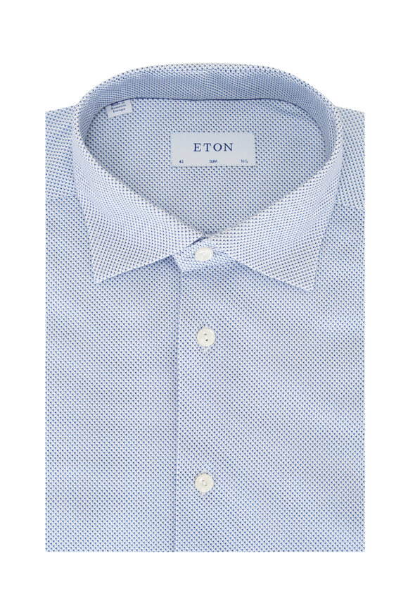 Eton Bluer Geometric Print Cotton Dress Shirt