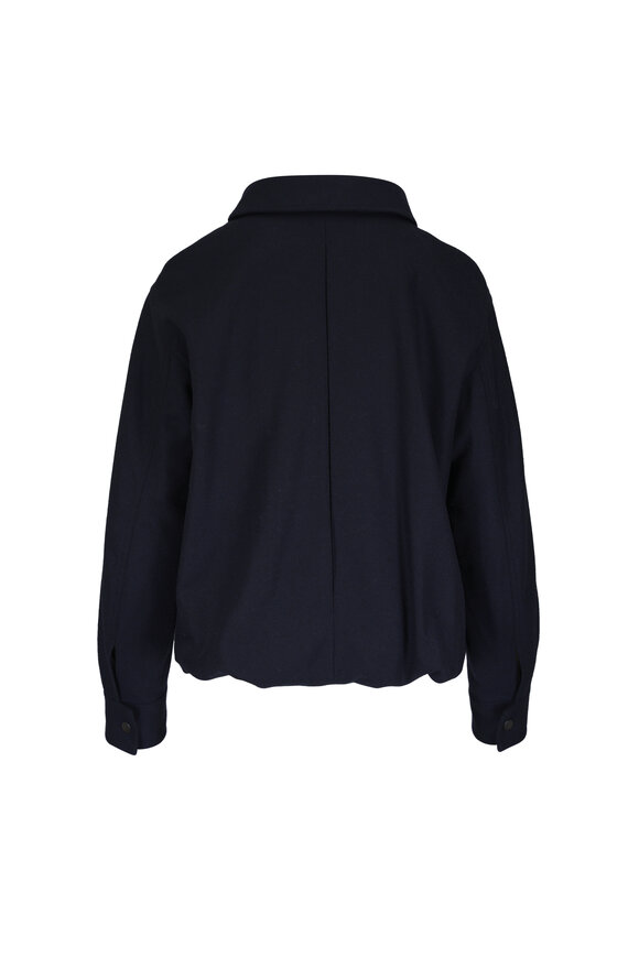 Akris Punto Navy Blue Wool Flannel Blouson Jacket - view 2