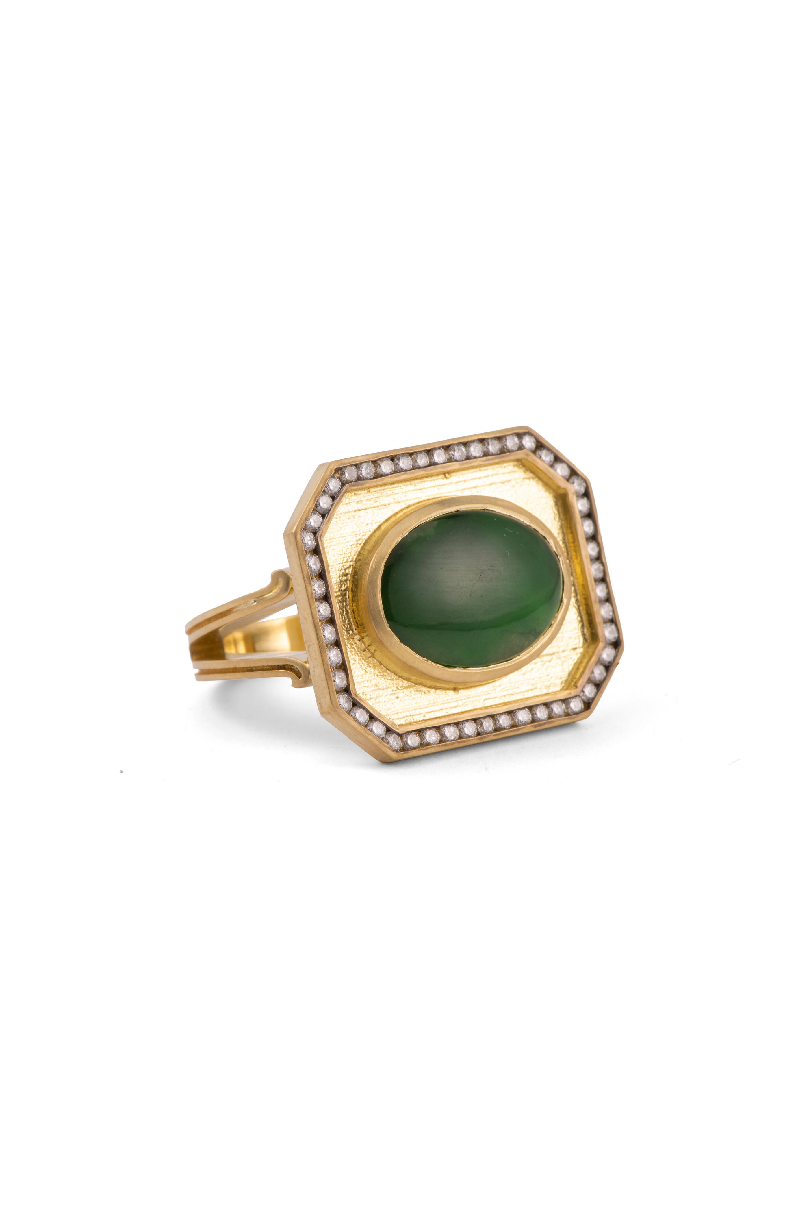 Sylva & Cie - Diamond & Jade Tableau Ring - view 1