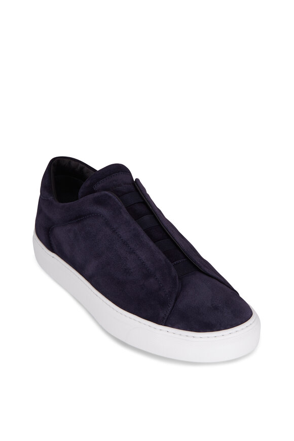 To Boot New York - Navy Blue Suede Slip-On Sneaker 