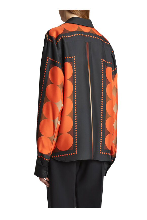 Khaite - Argo Orange Multi Print Silk Top