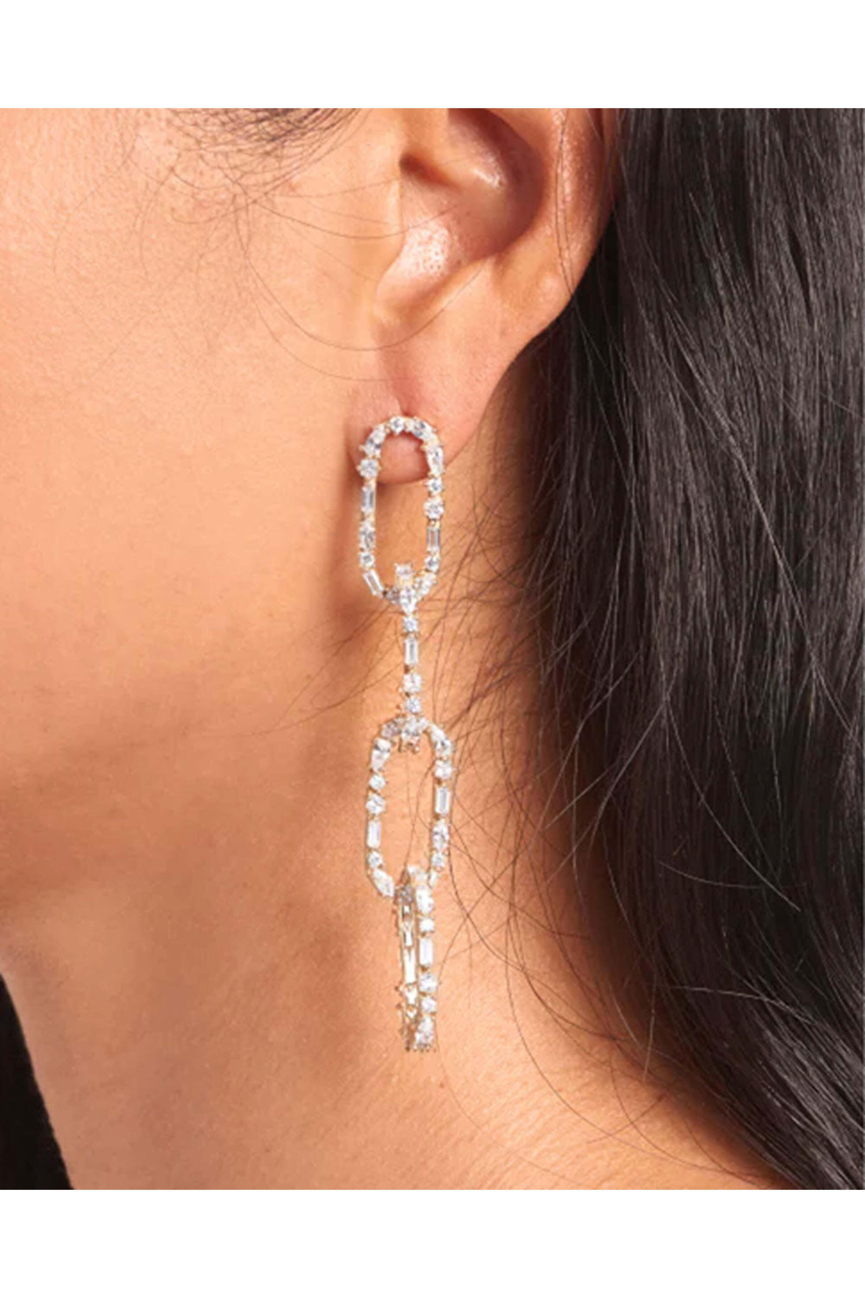 Nickho Rey - Rhodium King Crystal Link Earrings