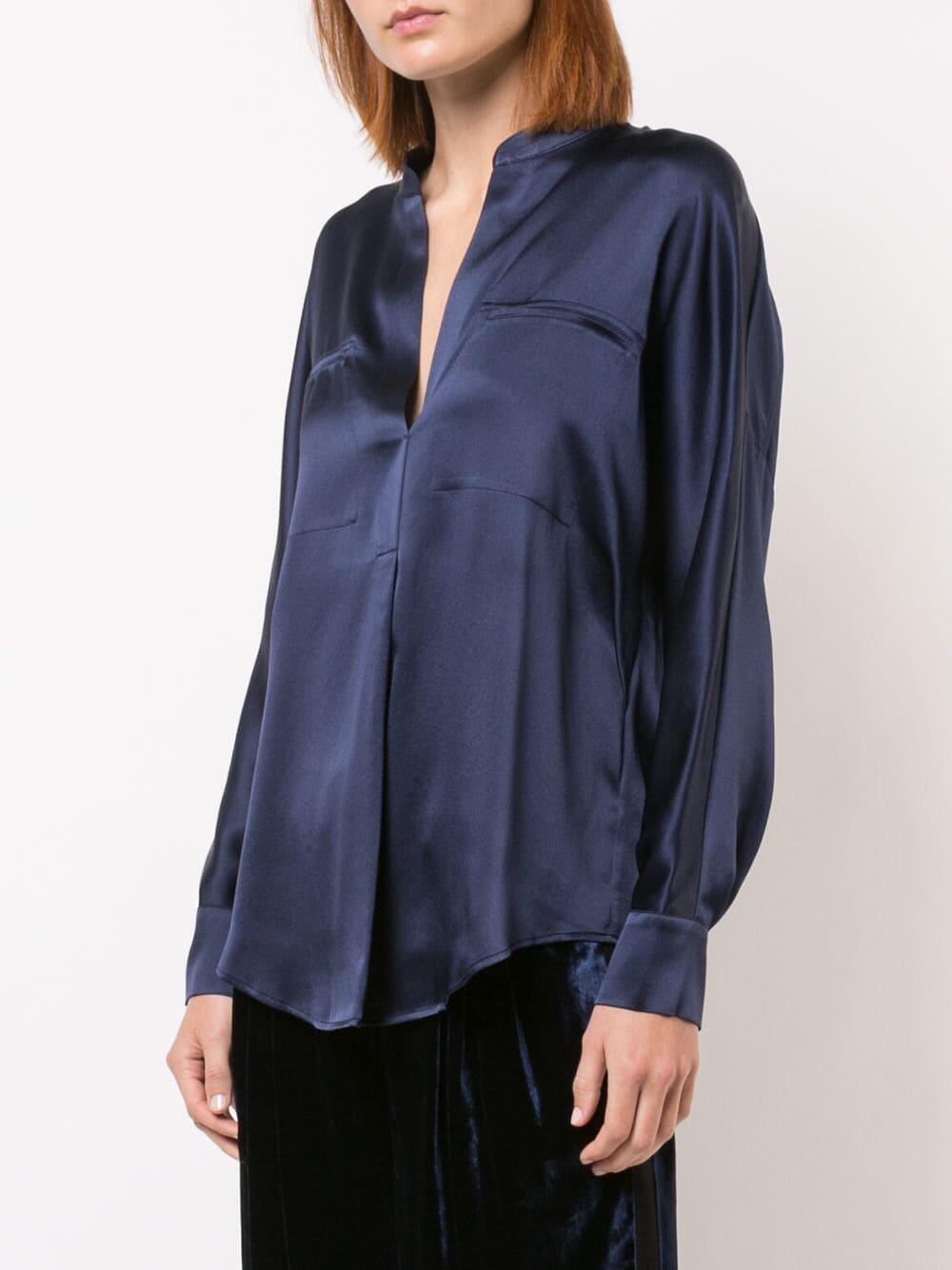 Vince - Marine Blue Silk Blouse