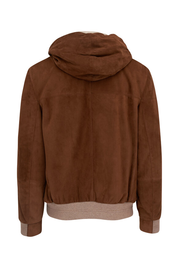 Brunello Cucinelli - Brown Suede Hooded Jacket