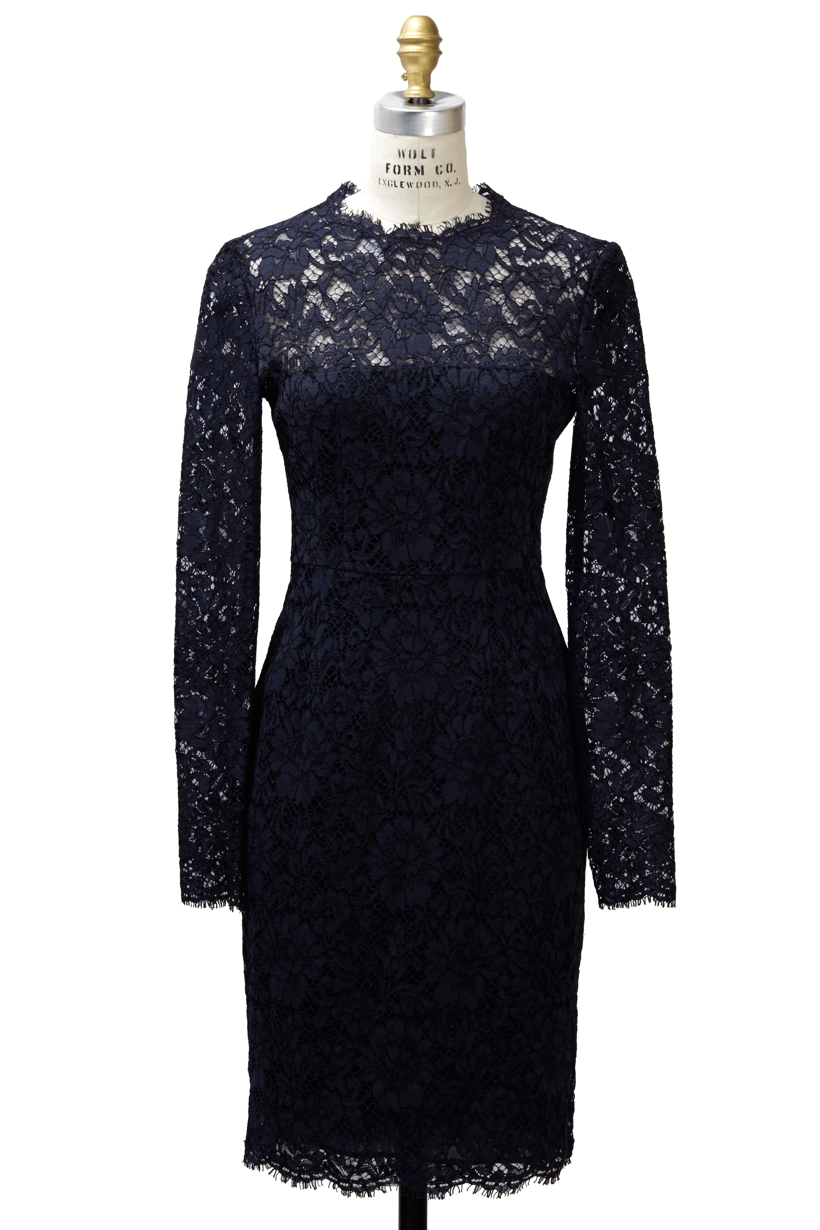 Valentino - Blue Long Sleeve Lace Dress | Mitchell Stores