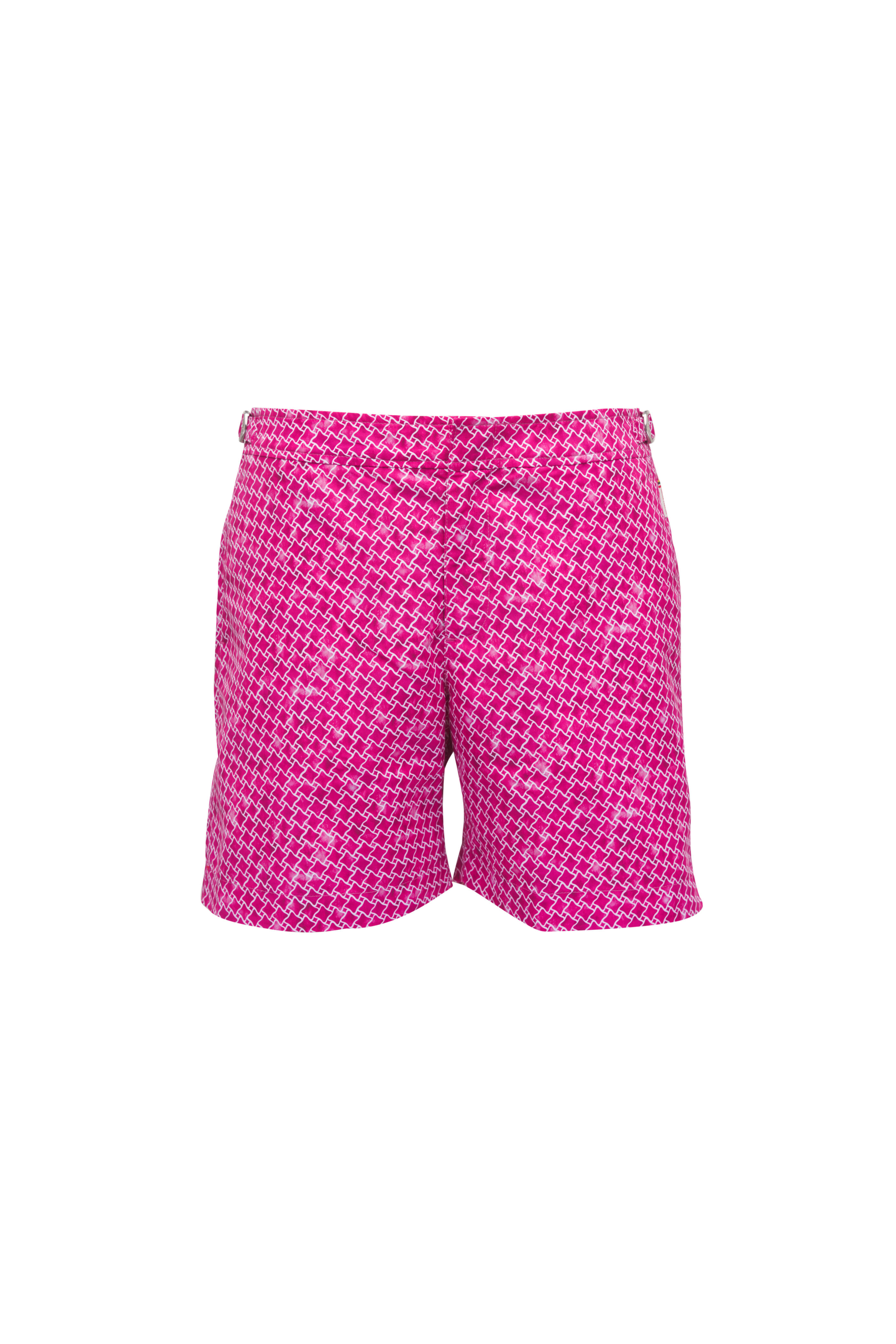 Orlebar Brown - Bulldog Sunset Pink Geo Print Swim Trunks