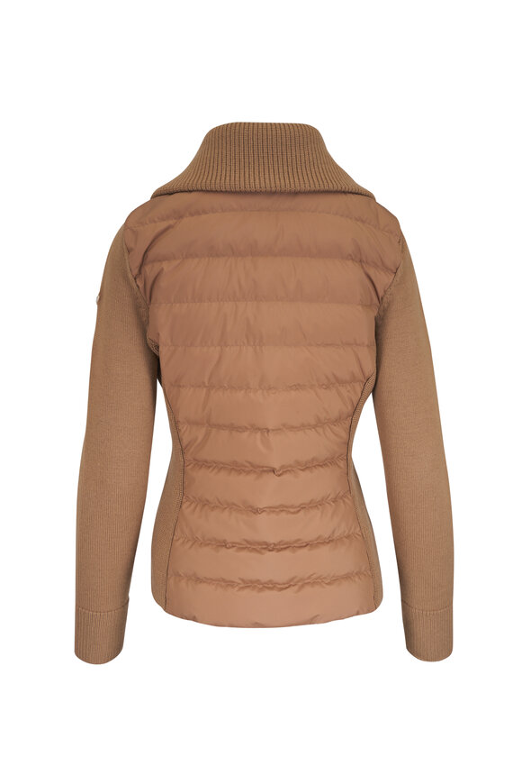 Moncler Dark Beige Padded Wool Zip Up Cardigan - view 4