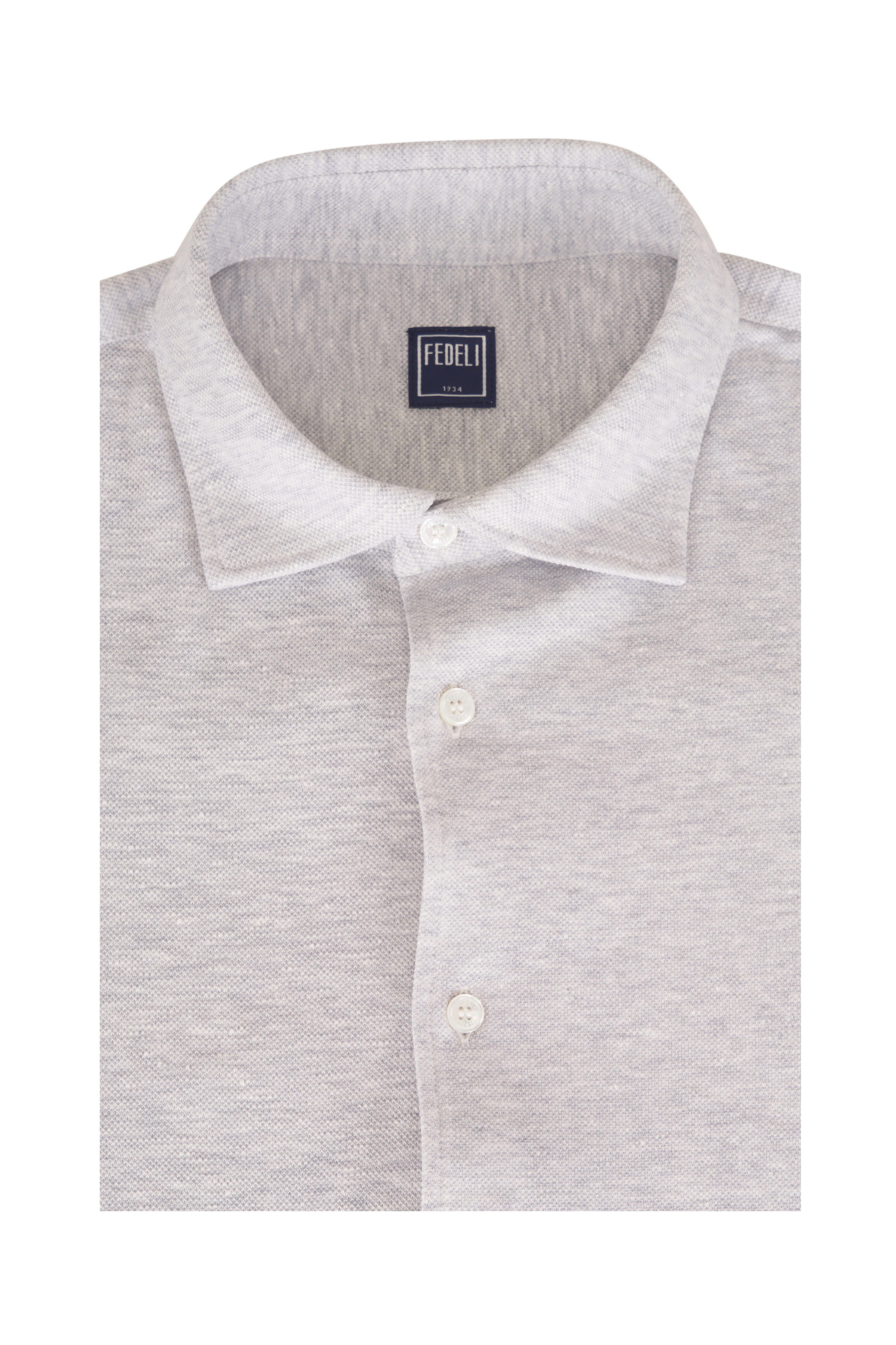 Fedeli - Light Gray Linen & Cotton Pique Sport Shirt