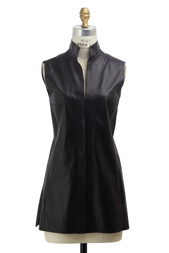 Akris - Black Lamb Leather Tunic