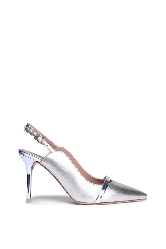 Malone Souliers Marion Platinum Leather Slingback Pump, 85mm - view 2