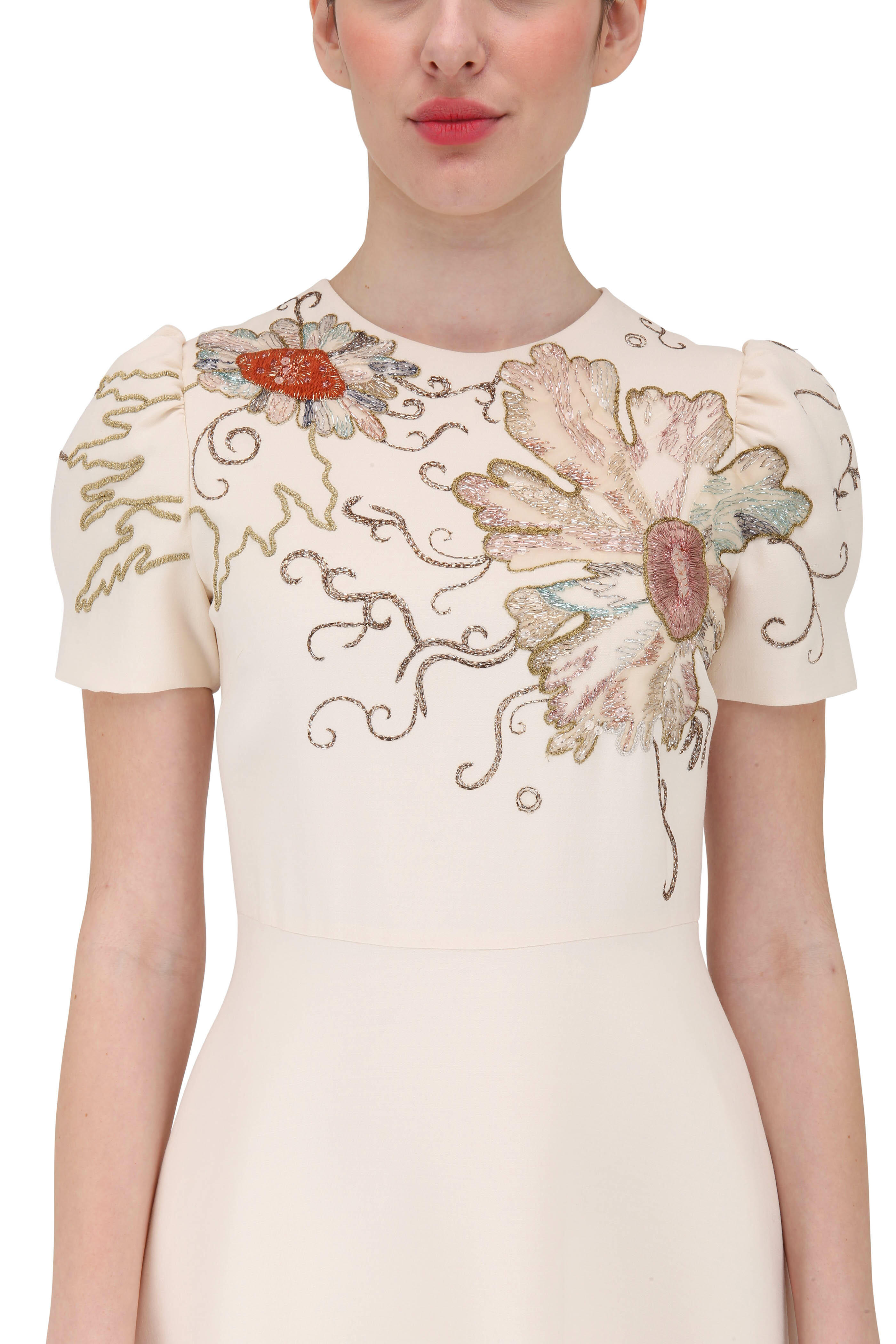 Valentino - Ivory Crêpe Couture Embellished Dress