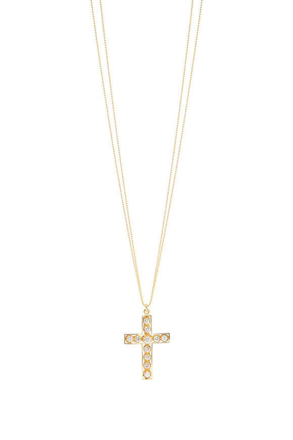 Renee Lewis Antique Diamond Cross Two Chain Necklace - view 1