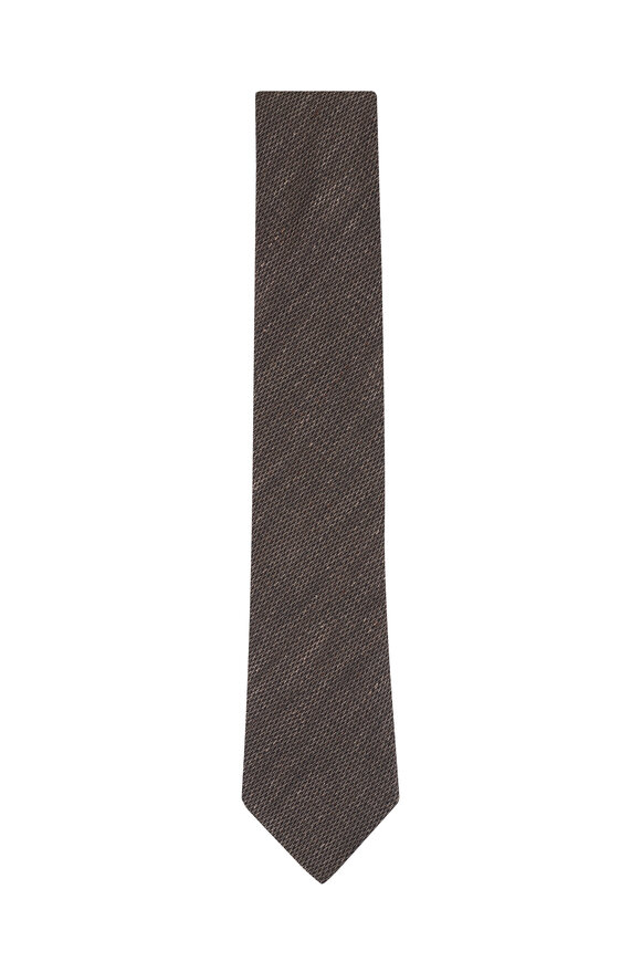 Zegna Dark Brown Linen & Silk Necktie