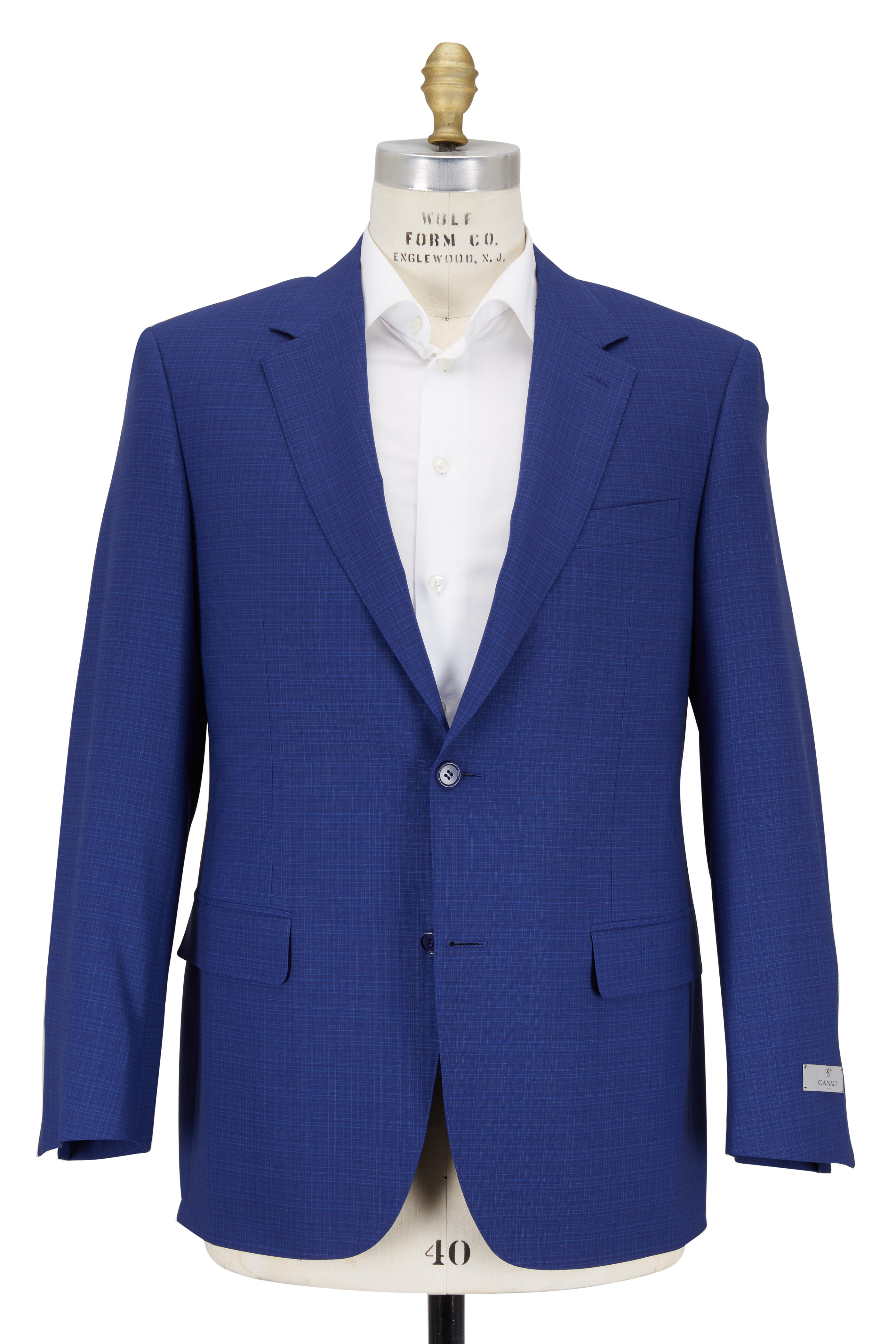 Canali - Blue Micro Plaid Wool Suit