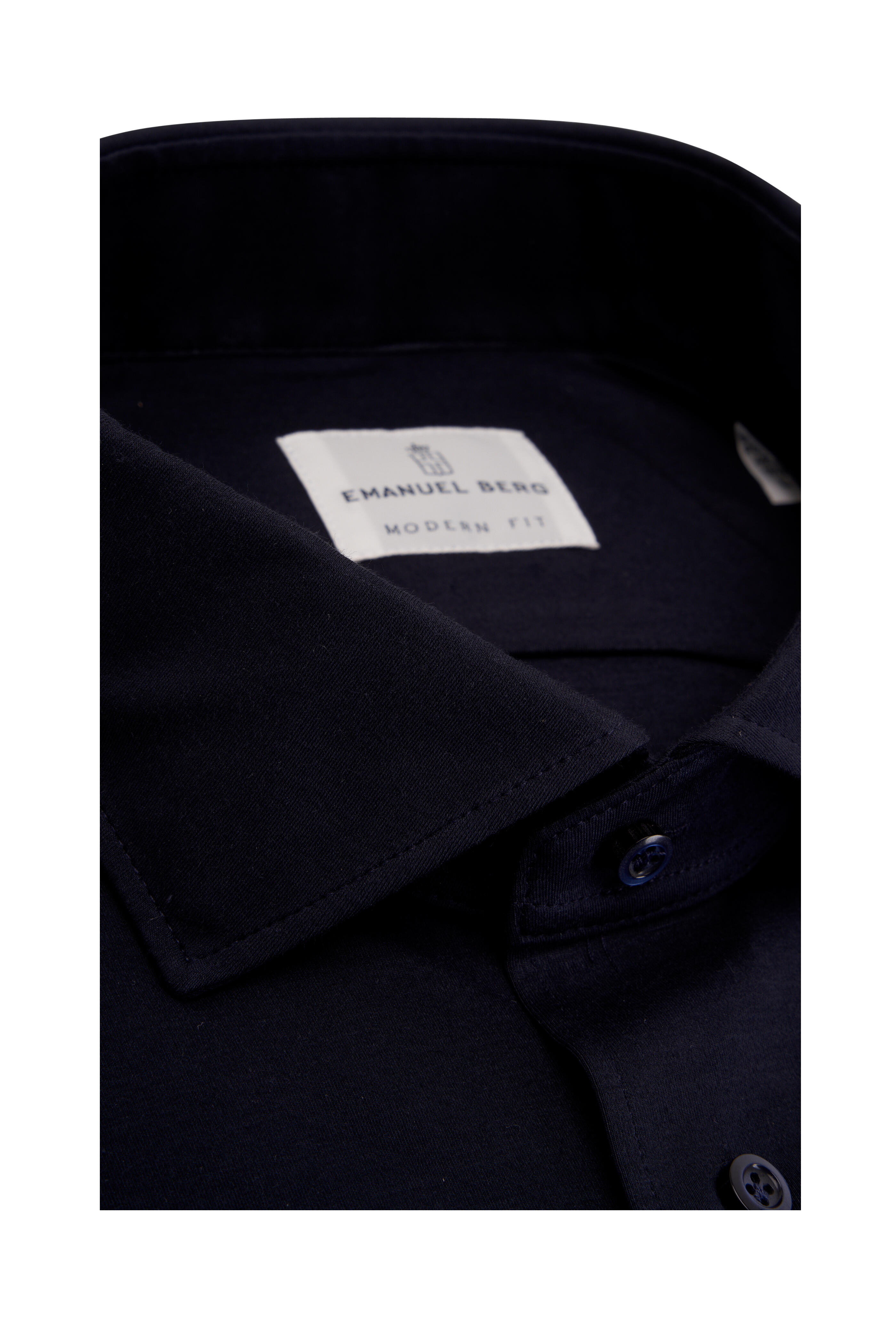 Emanuel Berg - Byron Navy Stretch Jersey Button Down