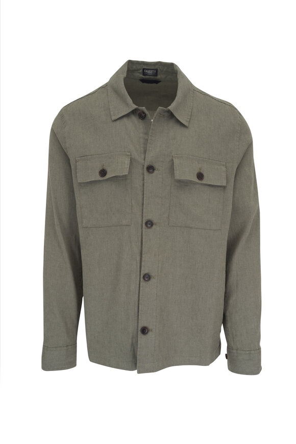 Faherty Brand Movement Olive Linen & Cotton Shacket 