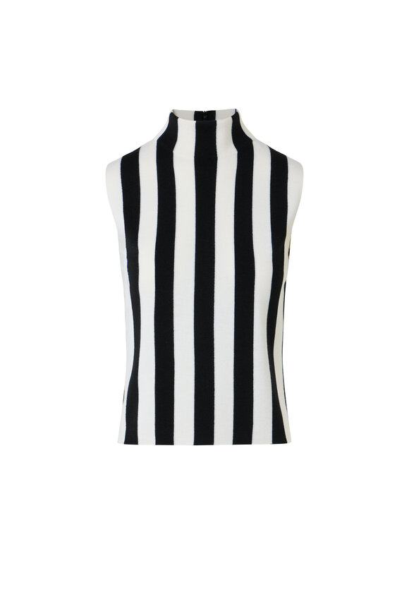 Akris Punto Black & Cream Mockneck Sleeveless Top - view 1