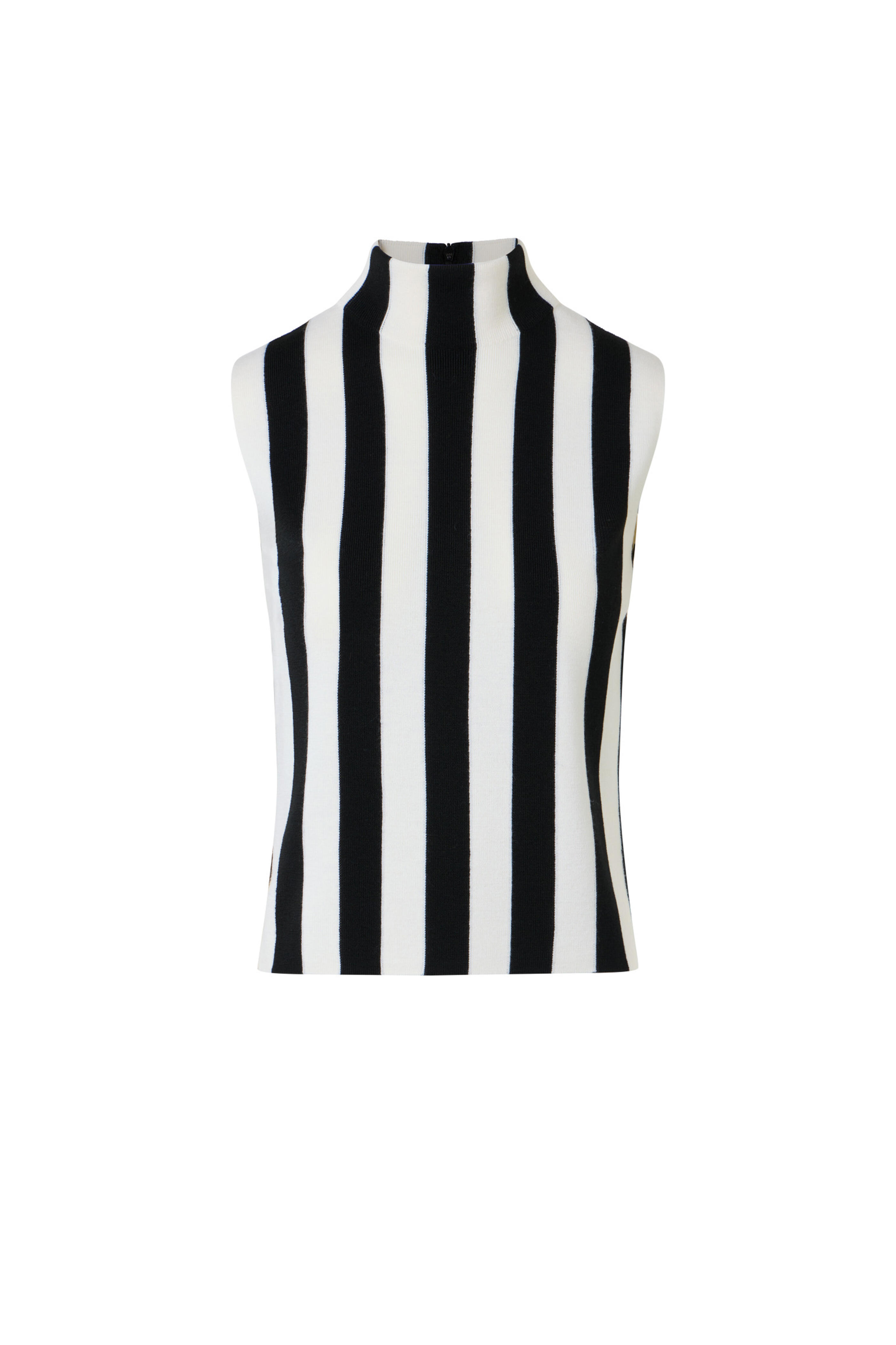 Akris Punto - Black & Cream Mockneck Sleeveless Top