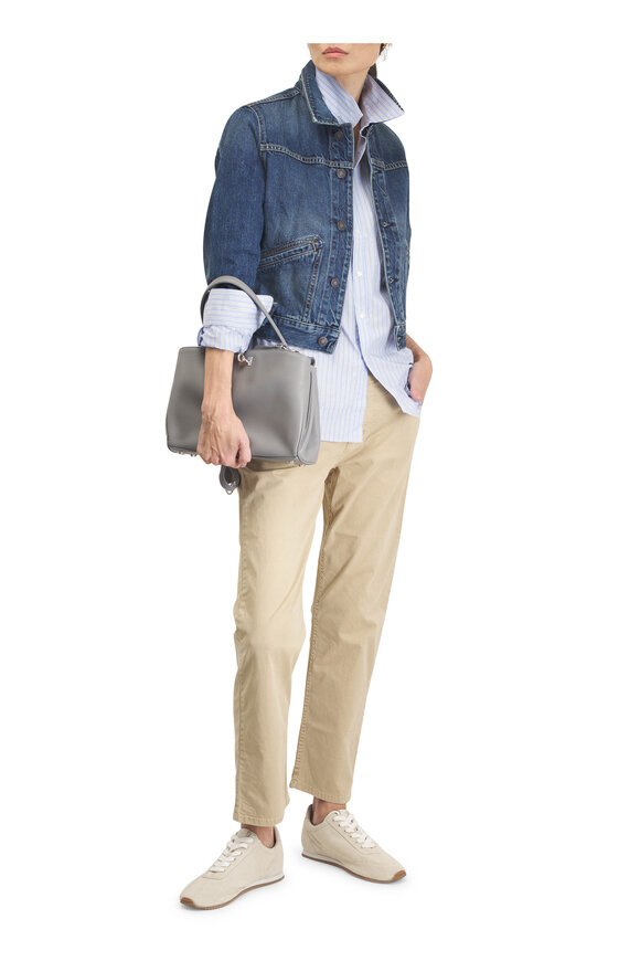 Nili Lotan Raphael Blue Stripe Button Up Blouse - view 2