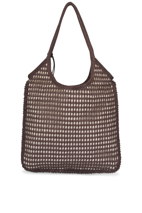 Miu Miu Cocoa Crochet Mesh Shopping Tote - view 2