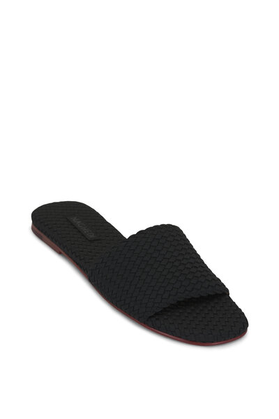 サンダル・ミュール SANTONI Black leather Virna sandals (WHQX71496HA2NVHD N01) Santoni Black Virna Mid-Heel Leather Sandals | Fashion Clinic