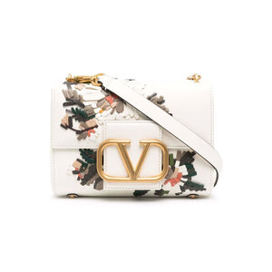 Valentino Garavani - Floral Stud Shoulder Bag in Multi Ivory