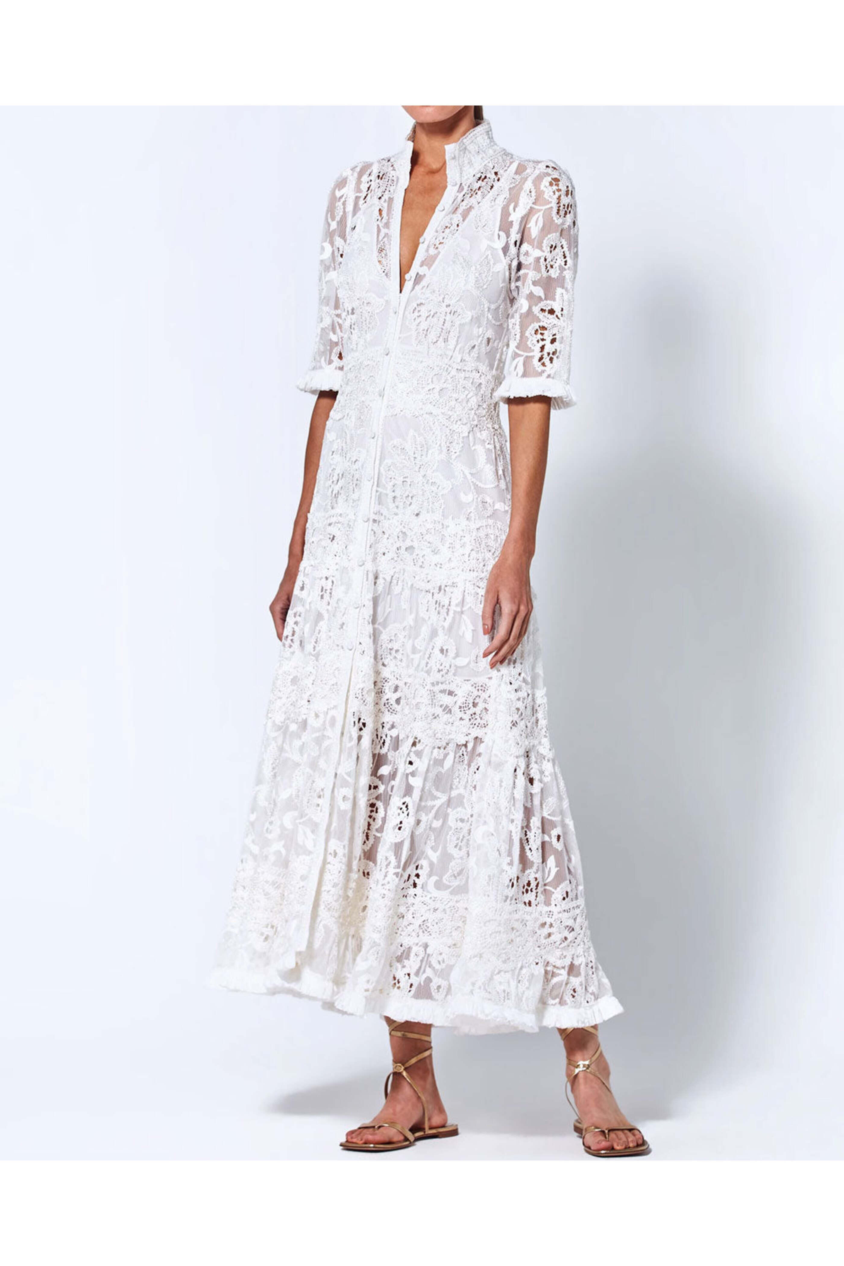 Alexis - Porcelain Lace Maxime Midi Dress