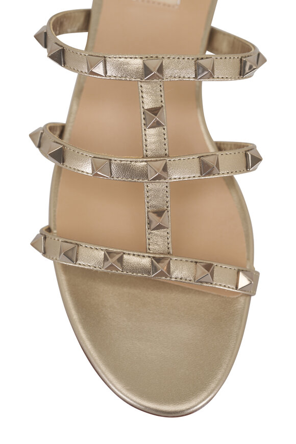 Valentino Garavani - Skin Metallic Leather Rockstud Sandal