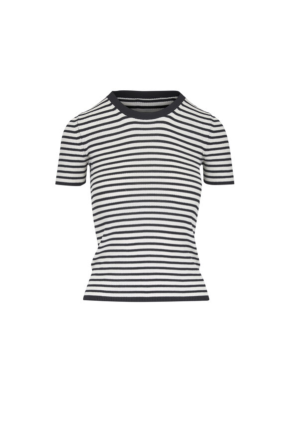 Nili Lotan Hettie Black & Ivory Stripe Silk Sweater