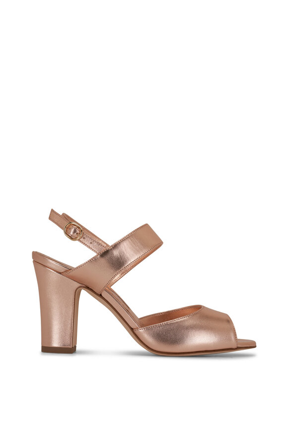 Manolo Blahnik - Khiko Copper Nappa Leather Peep Toe Sandal, 90mm