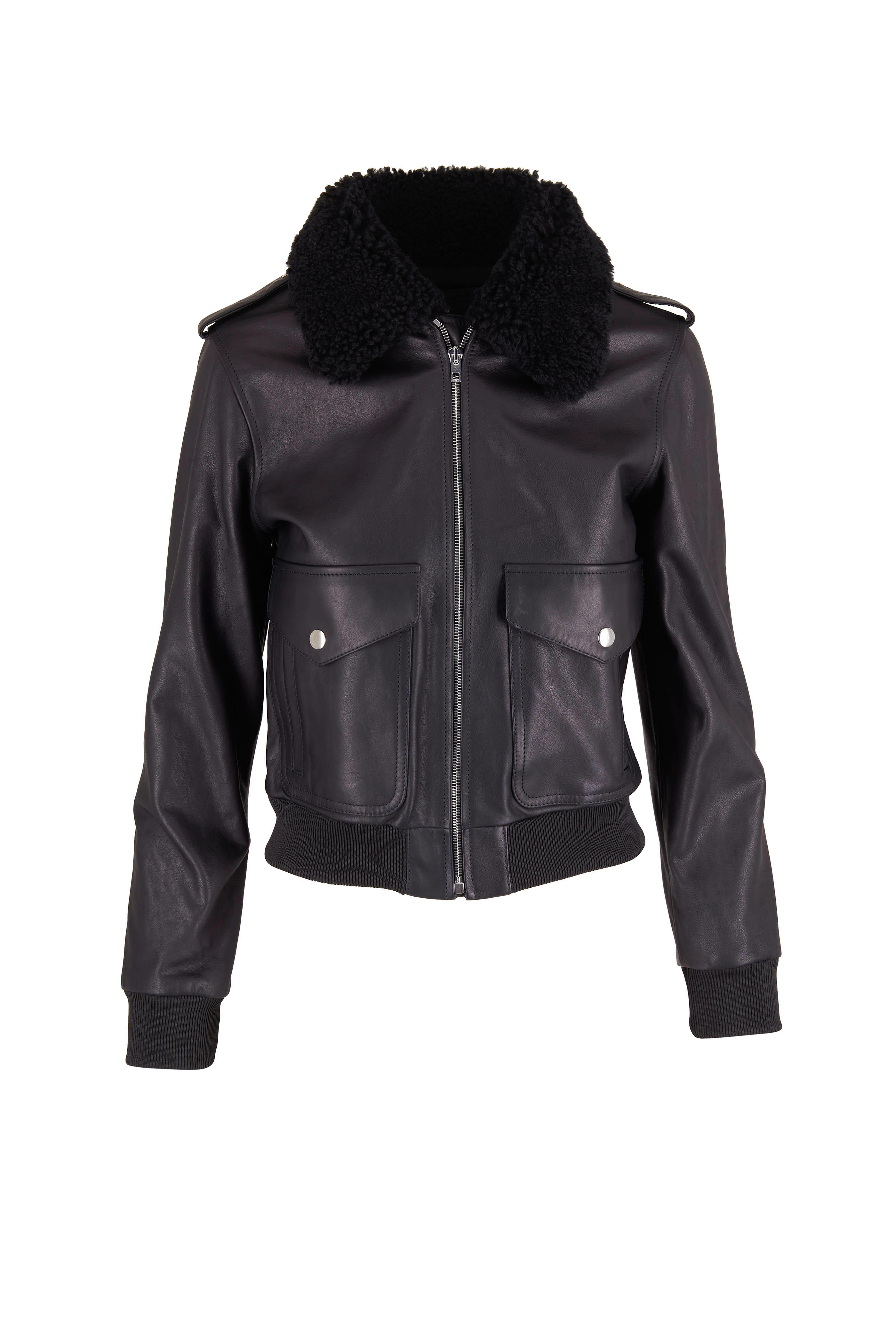 Nili Lotan - Kenzie Black Leather Aviator Jacket