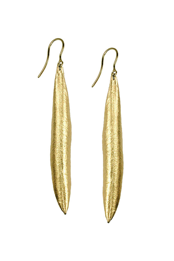 Aaron Henry 19.2k Yellow Gold Small Olive Leaf Earring - view 1
