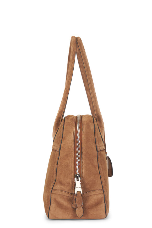 Miu Miu Medium Vivant Cocoa Brown Suede Satchel - view 7