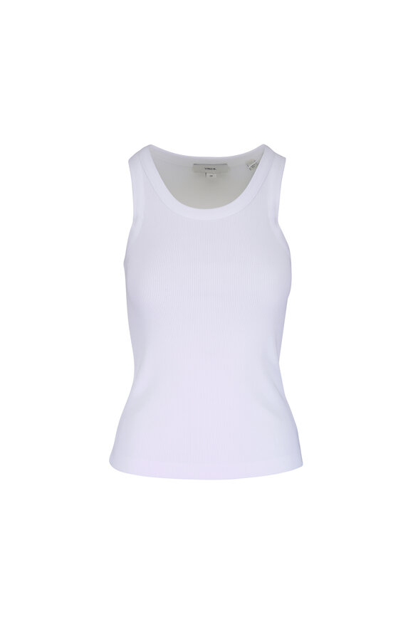 Vince Optic White Ribbed Scoop-Neck Tank - view 1