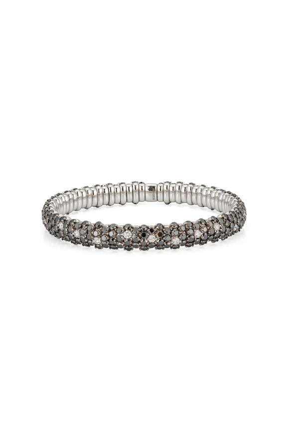 ZYDO 18k Black & White Diamond Domed Stretch Bracelet - view 2