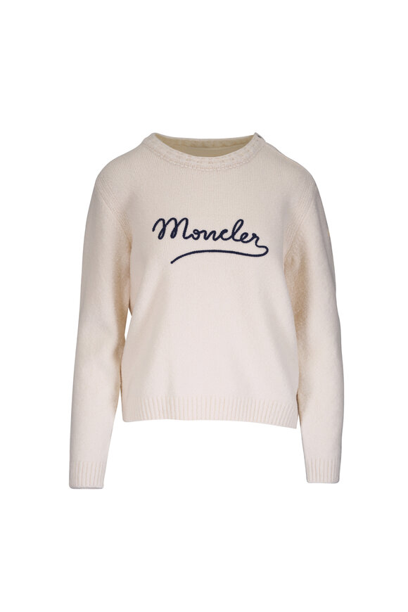 Moncler White Cotton Signature Logo Sweater