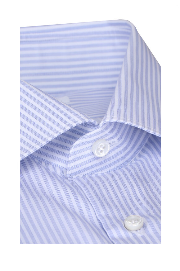 Fray Blue Stripe Cotton Sport Shirt - view 2
