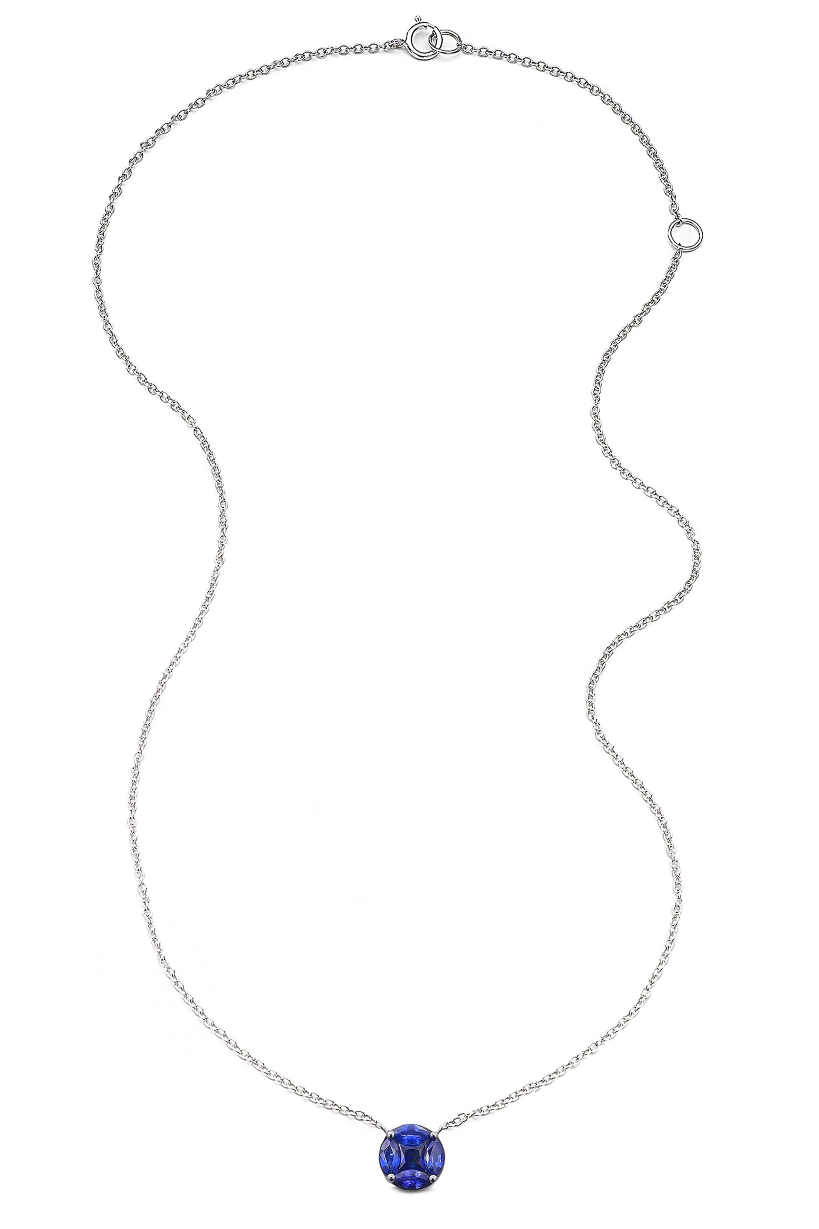 Nam Cho - 18k White Gold Blue Sapphire "Solataire" Necklace