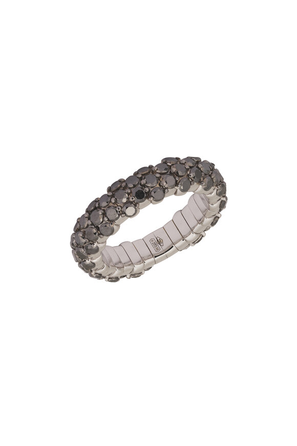 ZYDO 18k White Gold Black Diamond Slim Domed Ring - view 1