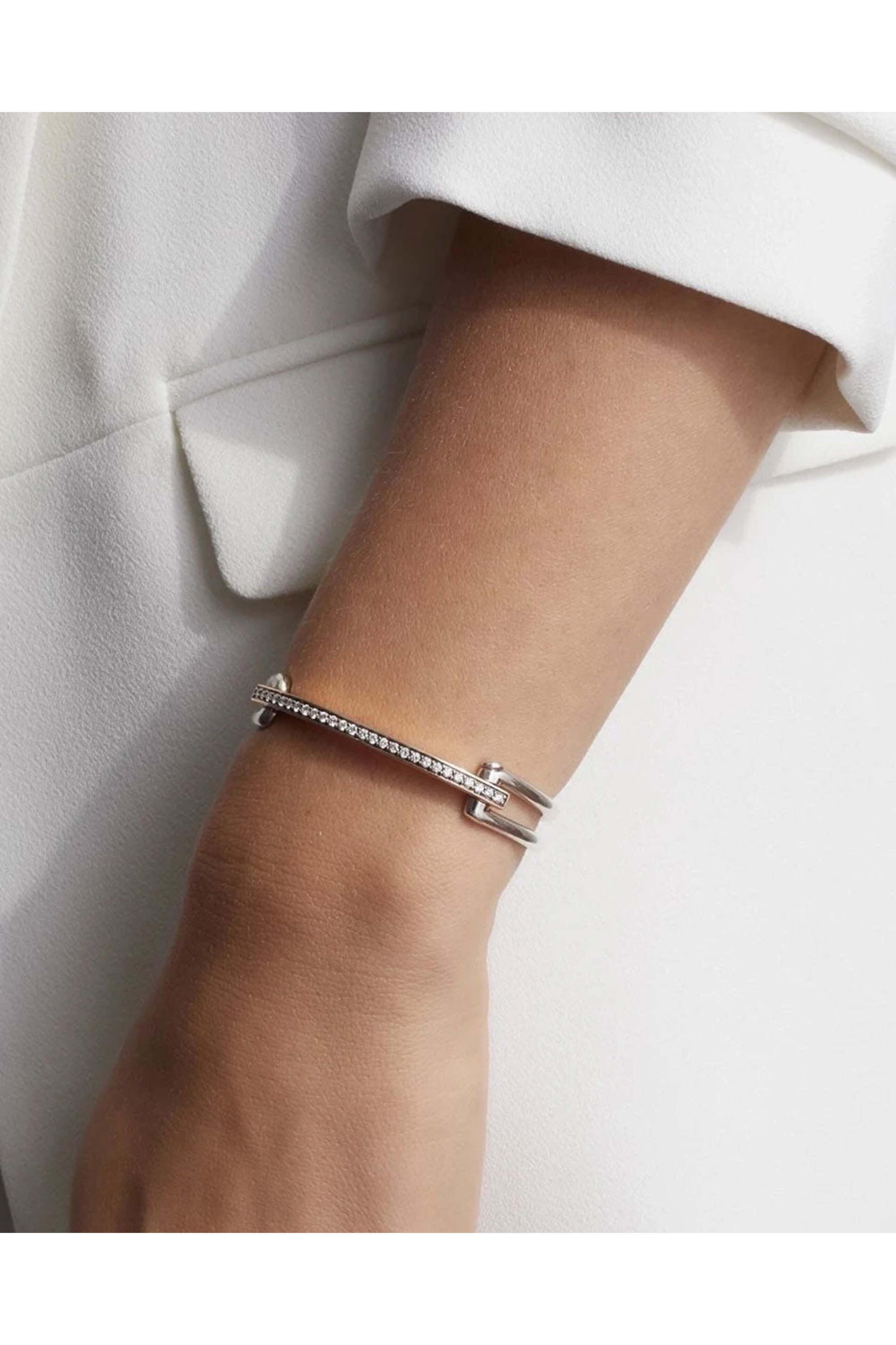 Walters Faith - Rose Gold Elongated Link Cuff with Diamond Bar